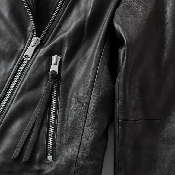 ALL SAINTS Dalby Slim Fit Leather Biker Jacket - Picture 4 of 11